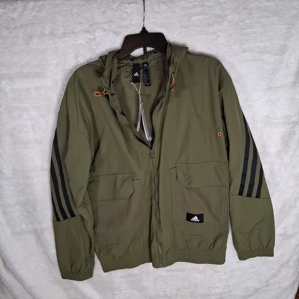 Adidas‎ Wind Braker Olive Green Mens S Track Tops Nwt Hooded
